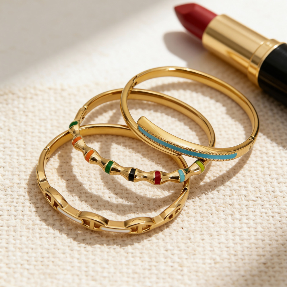 Bracelets Pour Femmes En Acier Inoxydable Doré, Délicats, Imperméables Et Anti-Ternissement Image3