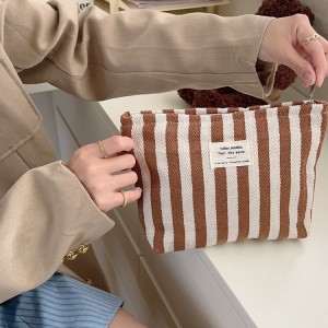Trousse De Maquillage Femme En Toile À Rayures Simples h5 Image3