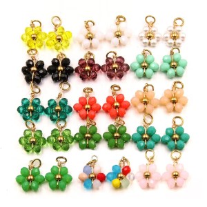 Pendentifs Pour Femmes En Acier Inoxydable Étanche, Ornés De Délicates Fleurs En Cristal Naturel h5 Image2
