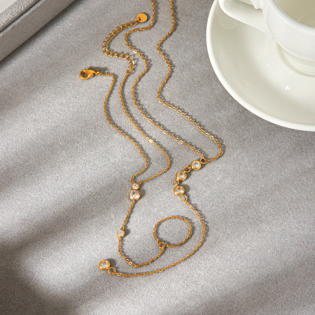 Ensemble de colliers en acier inoxydable étanche couleur or en forme de Y