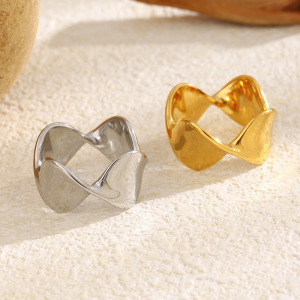 Bague Tendance En Acier Inoxydable Étanche, Forme Ondulée h5 Image2