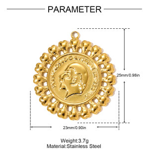 Pendentif Femme De Luxe En Acier Titane Couleur Or, Motif Croix Rétro h5 Image2