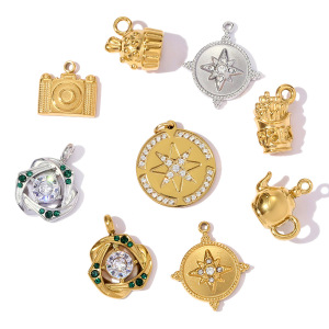 Pendentifs Femme Géométriques En Acier Titane Couleur Or, Collection Romantique h5 Image6