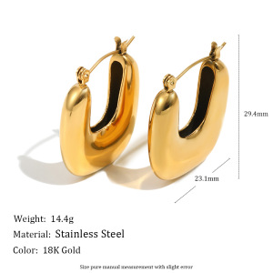 Boucles D'Oreilles Créoles En Acier Inoxydable Étanches, Forme En U, Couleur Or h5 Image2