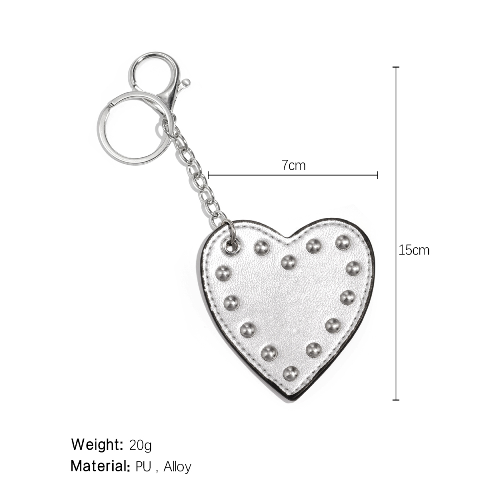 Breloques De Sac Pour Femmes En Pu, Style Romantique, Colorées, En Forme De Cœur Et Rivets Image2