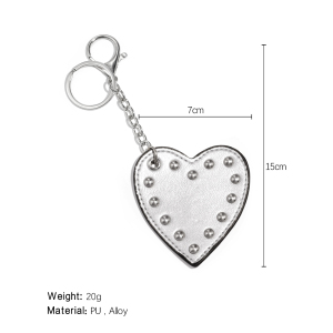 Breloques De Sac Pour Femmes En Pu, Style Romantique, Colorées, En Forme De Cœur Et Rivets h5 Image2