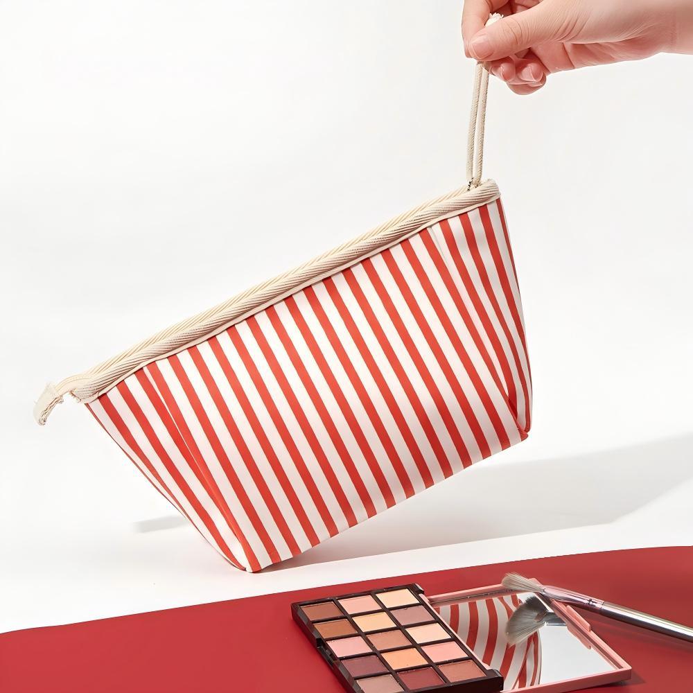 Trousses À Maquillage Pour Femmes En Toile À Rayures Simples h5Image3