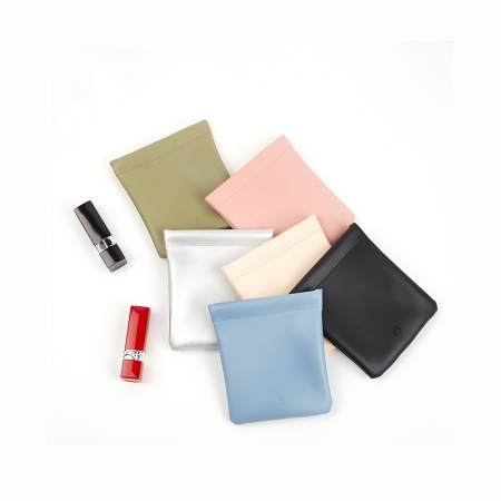 Mini trousses de maquillage pour femmes en PU uni couleur quotidienne
