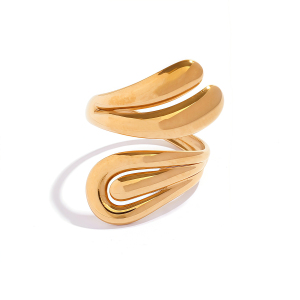 Bagues Minimalistes Pour Femme, Style Décontracté, En Acier Inoxydable, Couleur Or, Étanches, Forme Irrégulière. h5 