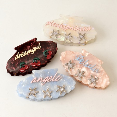 Pinces à cheveux pour femmes en acétate Sweet Cherry Starfish de la série Simple