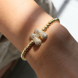 Bracelets À Breloques En Cuivre Pour Femmes, Ornés De Perles En Forme De Lettres. h5 Image2