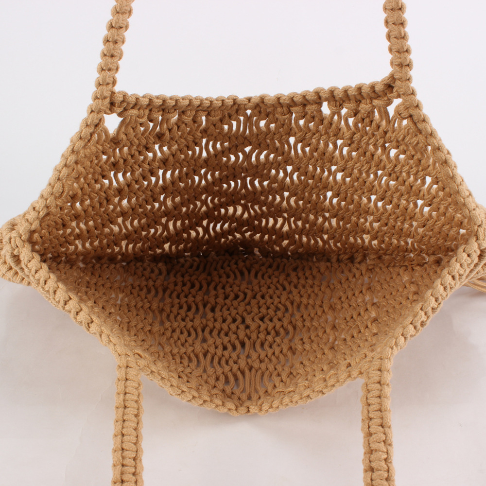 Sacs De Plage Classiques À Pompons En Coton Tissé Pour Femmes h5Image4