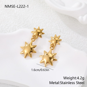 Boucles D'Oreilles Puces Pour Femmes, Style Classique, En Acier Inoxydable, Plaqué Or 18 Carats, Motif Soleil. h5 