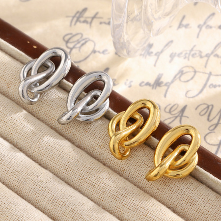 Boucles d'oreilles clous en acier inoxydable imperméables en forme de nœud