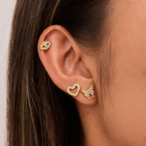 Boucles D'Oreilles Puces Pour Femmes, En Acier Inoxydable Doré, Imperméables Et Anti-Ternissement, Ornées D'Un Œil De Diable Exquis h5 Image3