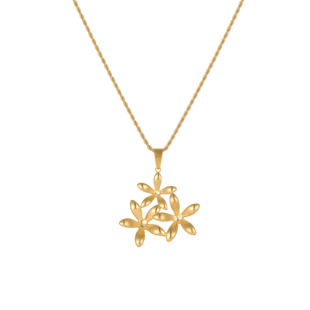 Colliers Pendentifs Pour Femmes De La Série Luxueux Daily Flower, Forme Irrégulière, En Acier Inoxydable Étanche Et Plaqué Or 18 Carats Image5
