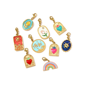 Pendentifs Géométriques À Faire Soi-Même En Acier Titane, Fermoir Mousqueton, Couleur Or, Pour Femmes h5 Image4