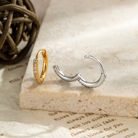 Boucles d'oreilles créoles pour femmes, résistantes, couleur cuivre doré, avec zircon. 2