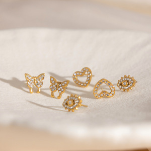 Boucles D'Oreilles Puces Pour Femmes, En Acier Inoxydable Doré, Imperméables Et Anti-Ternissement, Ornées D'Un Œil De Diable Exquis h5 Image6