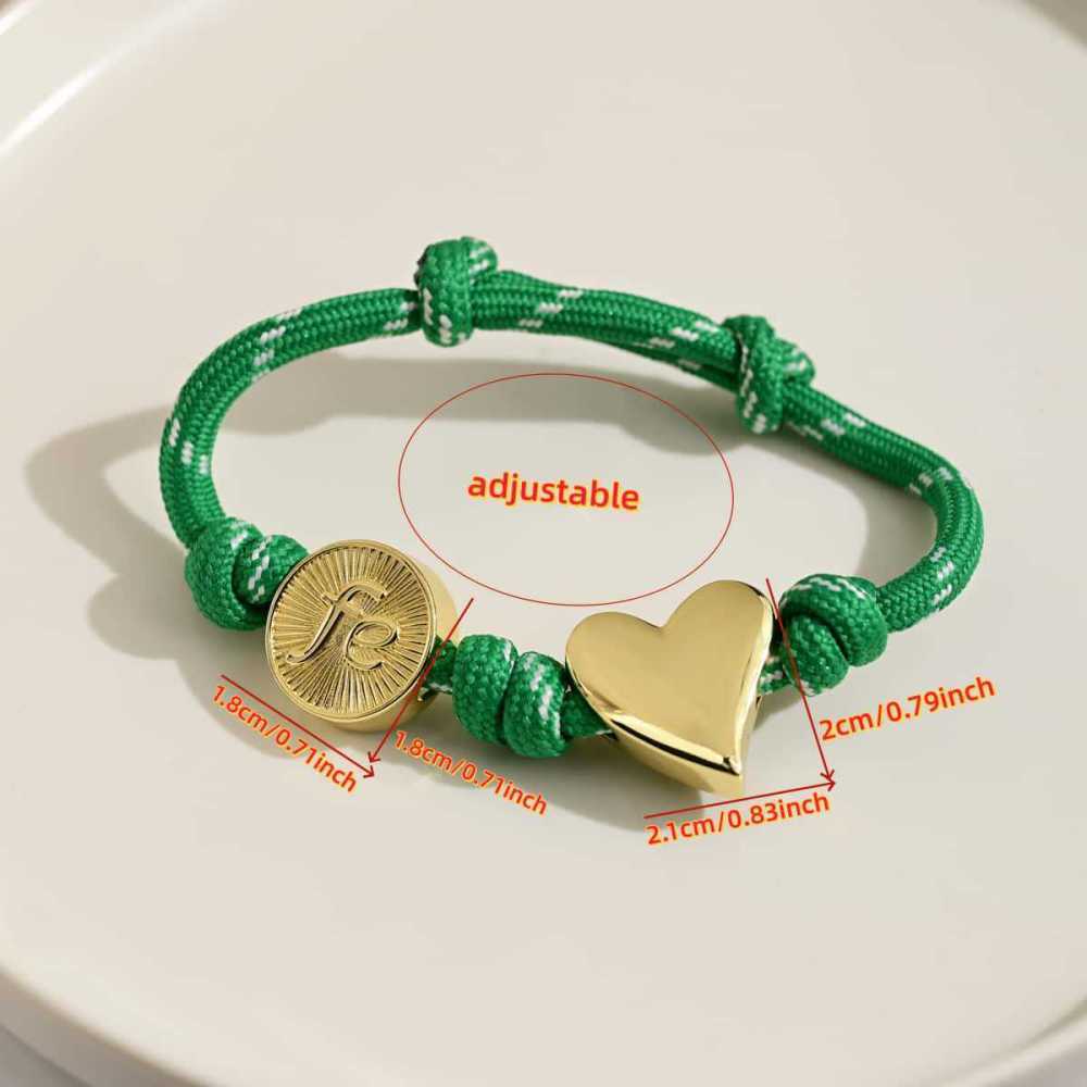 Bracelets Tressés En Cuivre Pour Femmes Avec Lettres Et Cœurs Colorés 