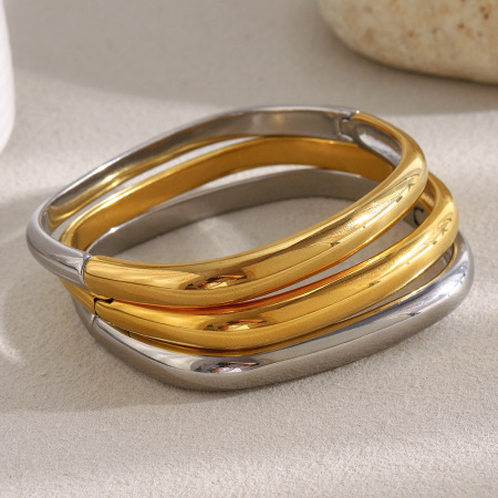 Bracelet simple en acier inoxydable étanche couleur or