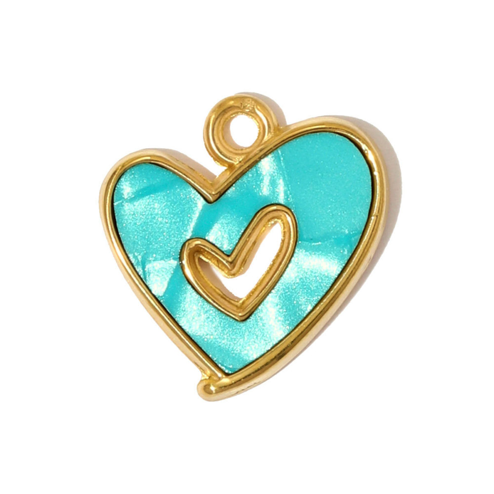 Pendentif Exquis En Acier Titane Couleur Or Représentant Un Cœur Et Un Œil De Diable 