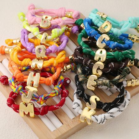 Bracelets tressés en cuivre à lettres, style parachute, pour femmes, à faire soi-même.