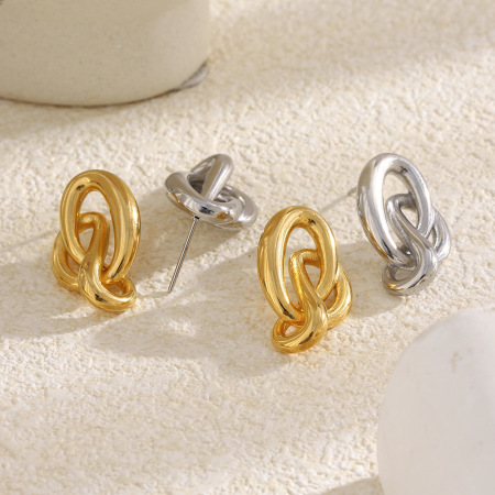 Boucles d'oreilles clous en acier inoxydable imperméables en forme de nœud 2