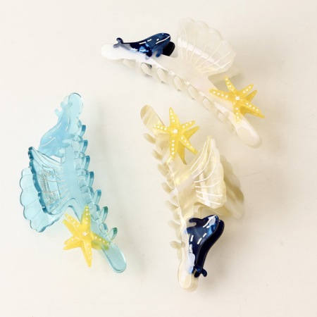 Pinces à cheveux pour femmes en acétate, motif poisson, style océanique mignon et simple 2