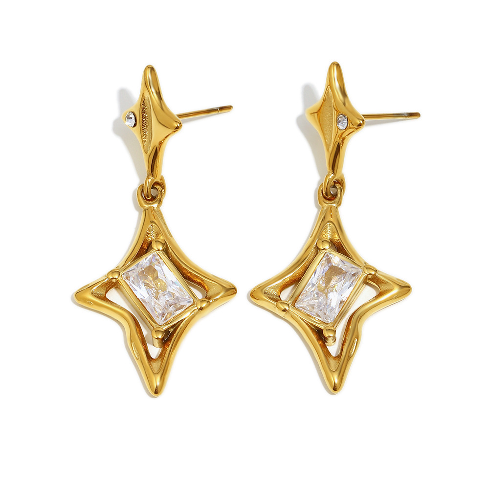 Boucles D'Oreilles Pendantes En Acier Inoxydable Imperméables En Forme D'Étoile
