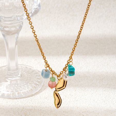 Collier pendentif cœur en acier inoxydable étanche couleur or 2