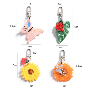 Breloques De Sac Pour Femmes En Acétate, Motif Papillon Et Fleur Naturelle Mignonne h5 Image3