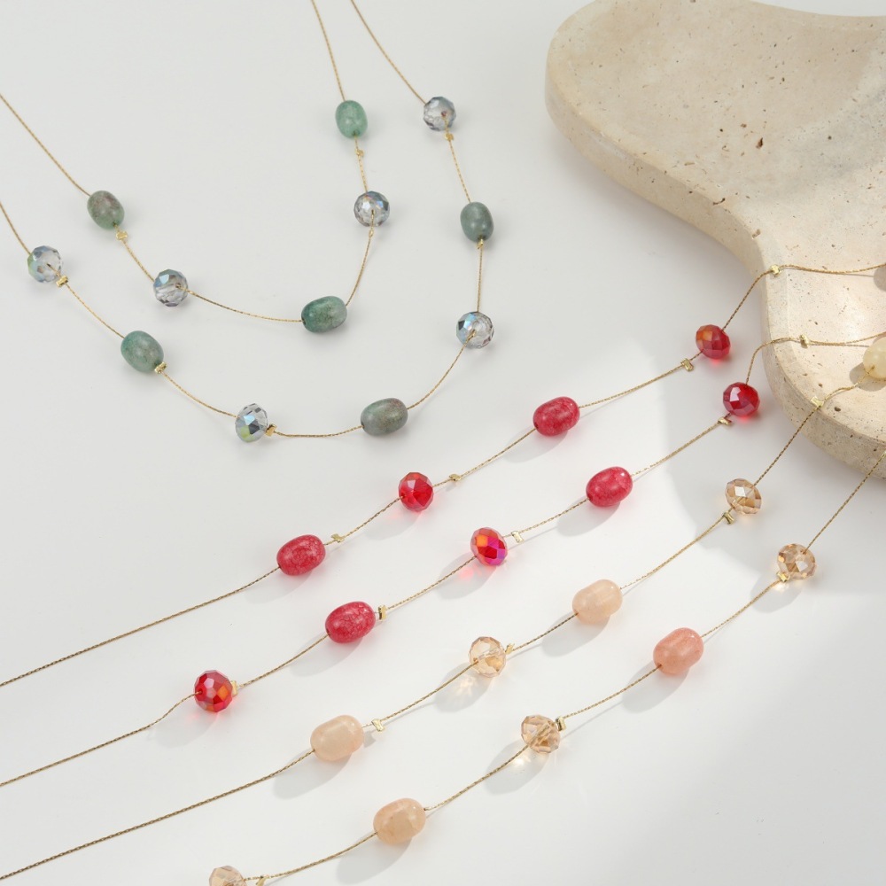 Colliers Longs Pour Femmes, Ornés De Perles Élégantes Et De Lignes Circulaires En Résine Couleur Or h5Image3