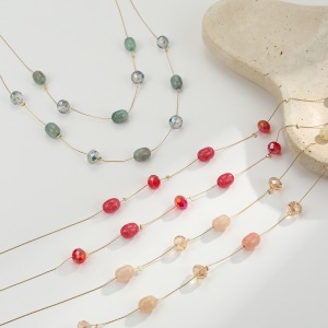 Colliers Longs Pour Femmes, Ornés De Perles Élégantes Et De Lignes Circulaires En Résine Couleur Or h5 Image3