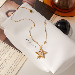 Colliers Pendentifs Pour Femmes Brilliant Star En Acier Inoxydable, Étanches Et Anti-Ternissement, Couleur Or h5 Image5