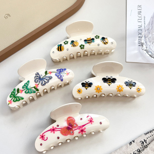 Pinces À Cheveux Acryliques Pour Femmes, Motif Fleurs Et Fruits, Cerises, Collection Romantique h5 Image5