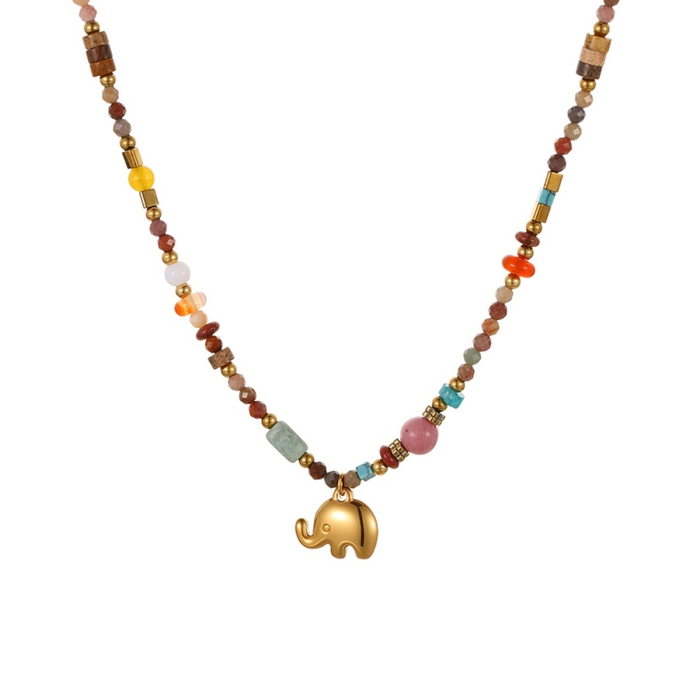 Colliers De Perles Pour Femmes, Collection Classic Series Vacation Beads Chain, En Acier Inoxydable Étanche, Couleur Or Image5