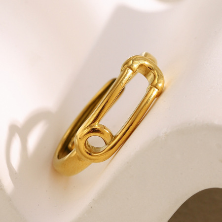 Bague minimaliste en acier inoxydable étanche couleur or, forme épingle 2