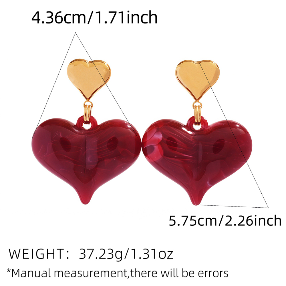 Boucles D'Oreilles Puces Pour Femmes Simple Series Daily Heart En Acier Inoxydable Étanche Couleur Or Image2
