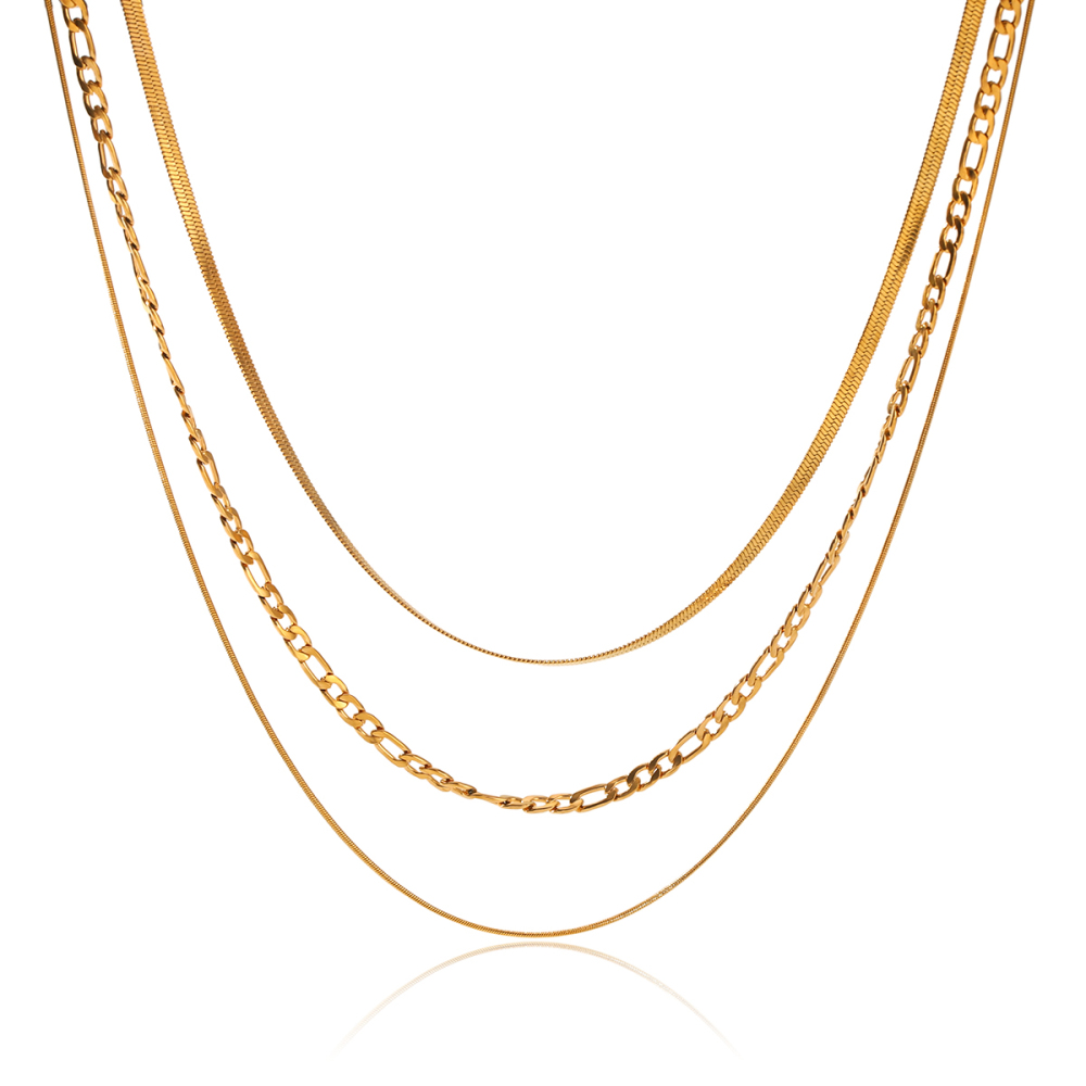 Colliers Superposés Pour Femmes, En Acier Inoxydable, Couleur Or, Étanches, De La Collection Simple Series Daily Chain 
