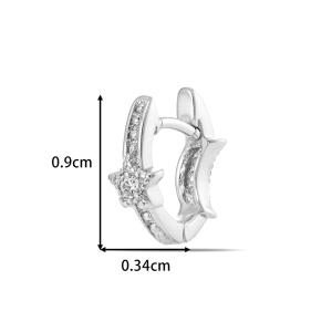 Boucles D'Oreilles Créoles Pour Femmes, Motif Cœur, Étoile Et Lune, Couleur Cuivre Doré Et Zircon. h5 Image2
