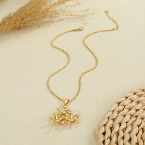 Colliers Pendentifs Pour Femmes De La Série Luxueux Daily Flower, Forme Irrégulière, En Acier Inoxydable Étanche Et Plaqué Or 18 Carats h5 Image3