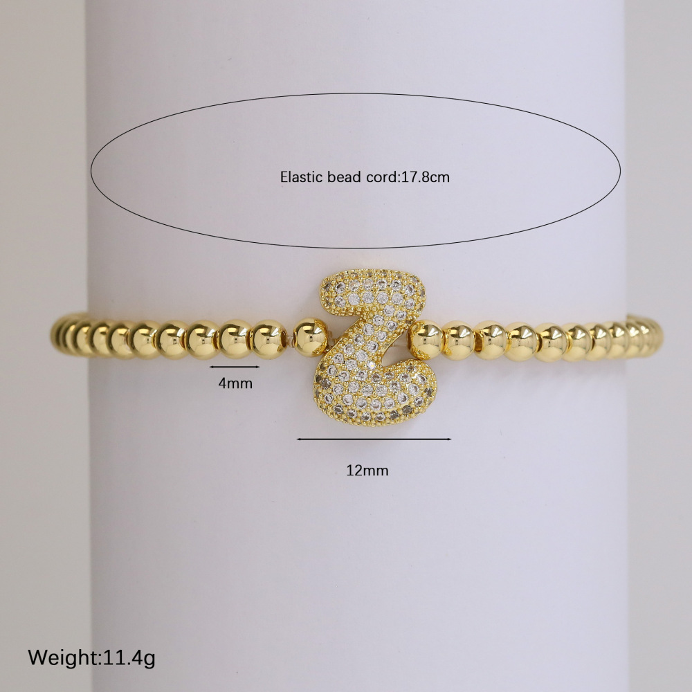 Bracelets À Breloques En Cuivre Pour Femmes, Ornés De Perles En Forme De Lettres. Image5