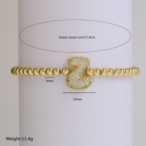 Bracelets À Breloques En Cuivre Pour Femmes, Ornés De Perles En Forme De Lettres. h5 Image5