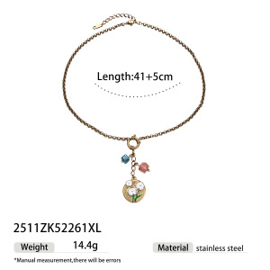 Collier Pendentif En Acier Inoxydable Étanche En Forme De Cœur Et De Lune, De Couleur Assortie h5 