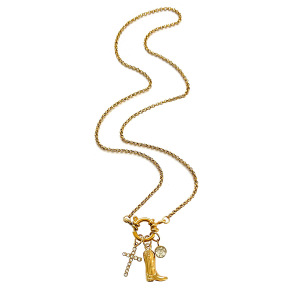 Collier Pendentif Croix En Acier Inoxydable Étanche Couleur Or Avec Strass h5