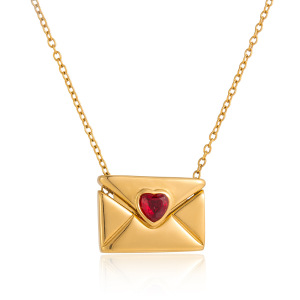 Colliers Pendentifs Pour Femmes En Acier Inoxydable, Couleur Or, Avec Lettre D'Amour Romantique Et Zircon. h5