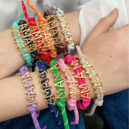 Bracelets tressés classiques en laiton avec l'inscription MAMA pour femmes