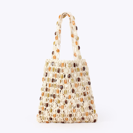 Sacs de plage en coton pour femmes avec perles de vacances personnalisables