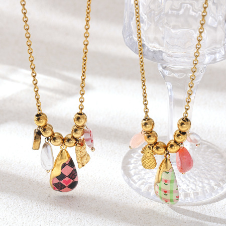 Collier pendentif en acier inoxydable à motif écossais, étanche et couleur or 2